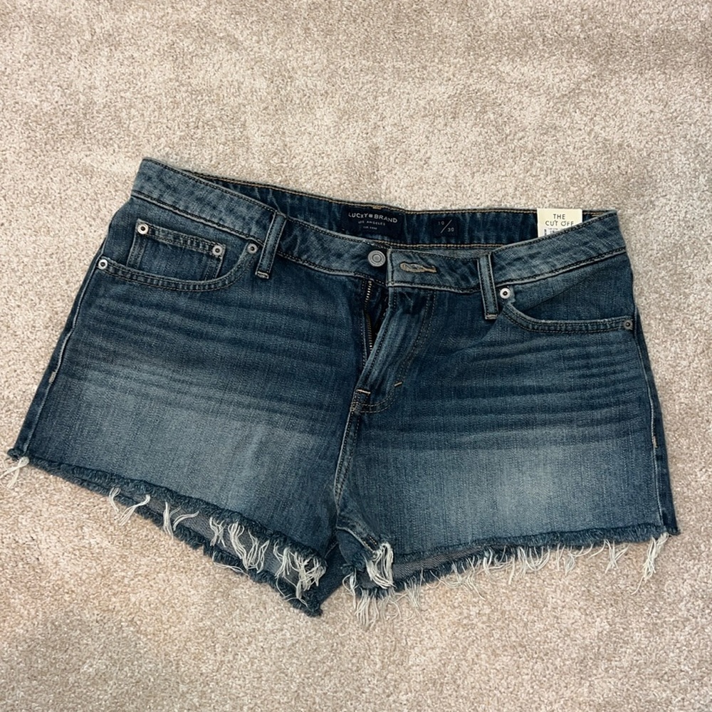 Lucky Brand Dark Blue Denim Cutoff Jean Shorts